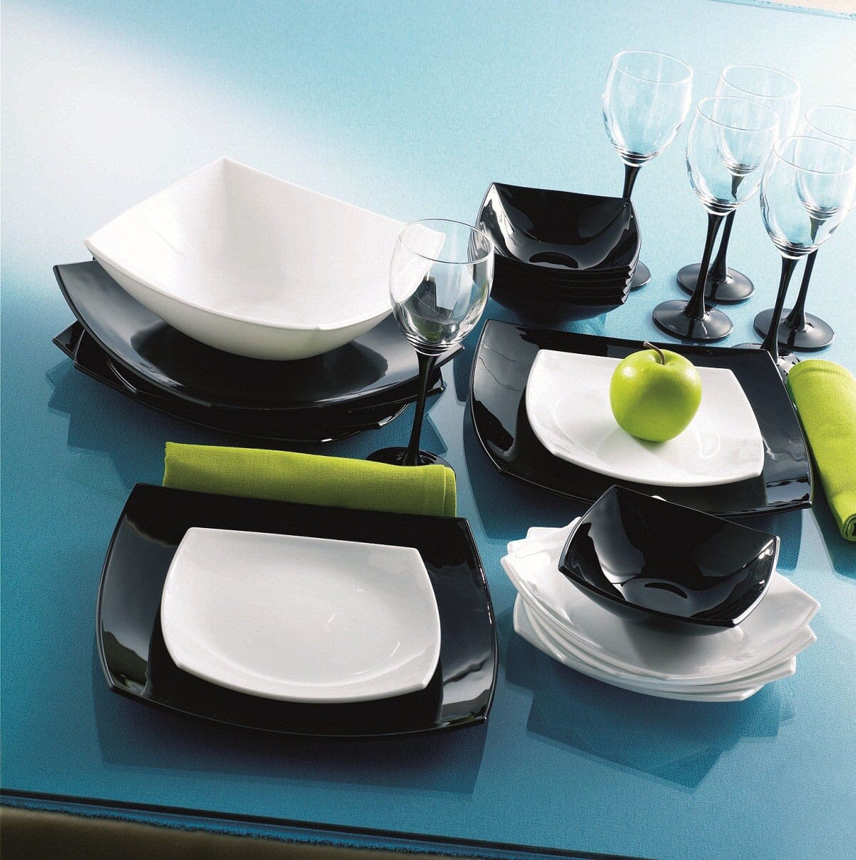 Luminarc Dining Sets 19 pcs Quadrato Black White Plates Bowls Dinner